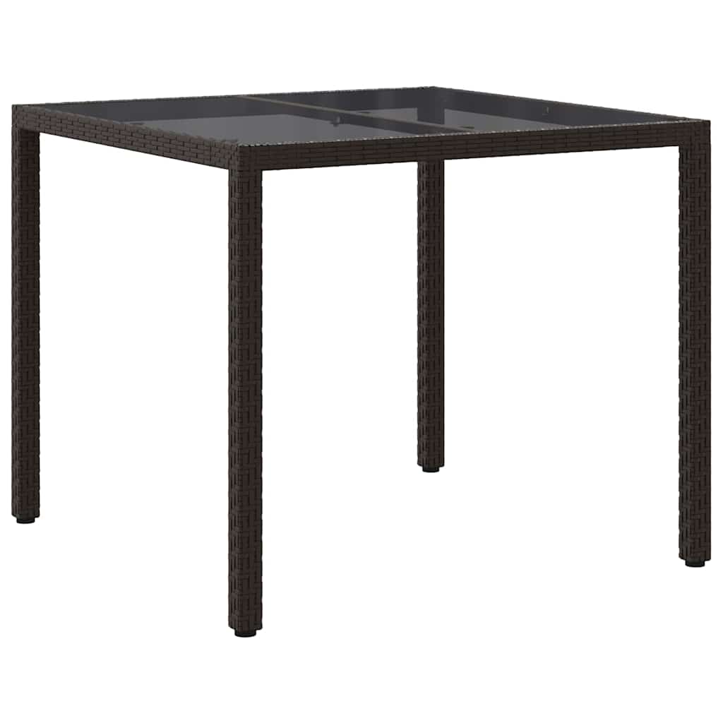 Garden Table Brown 90 x 90 x 75 cm Poly Rattan