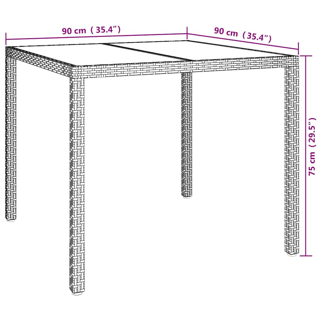 Garden Table White 90 x 90 x 75 cm Poly Rattan