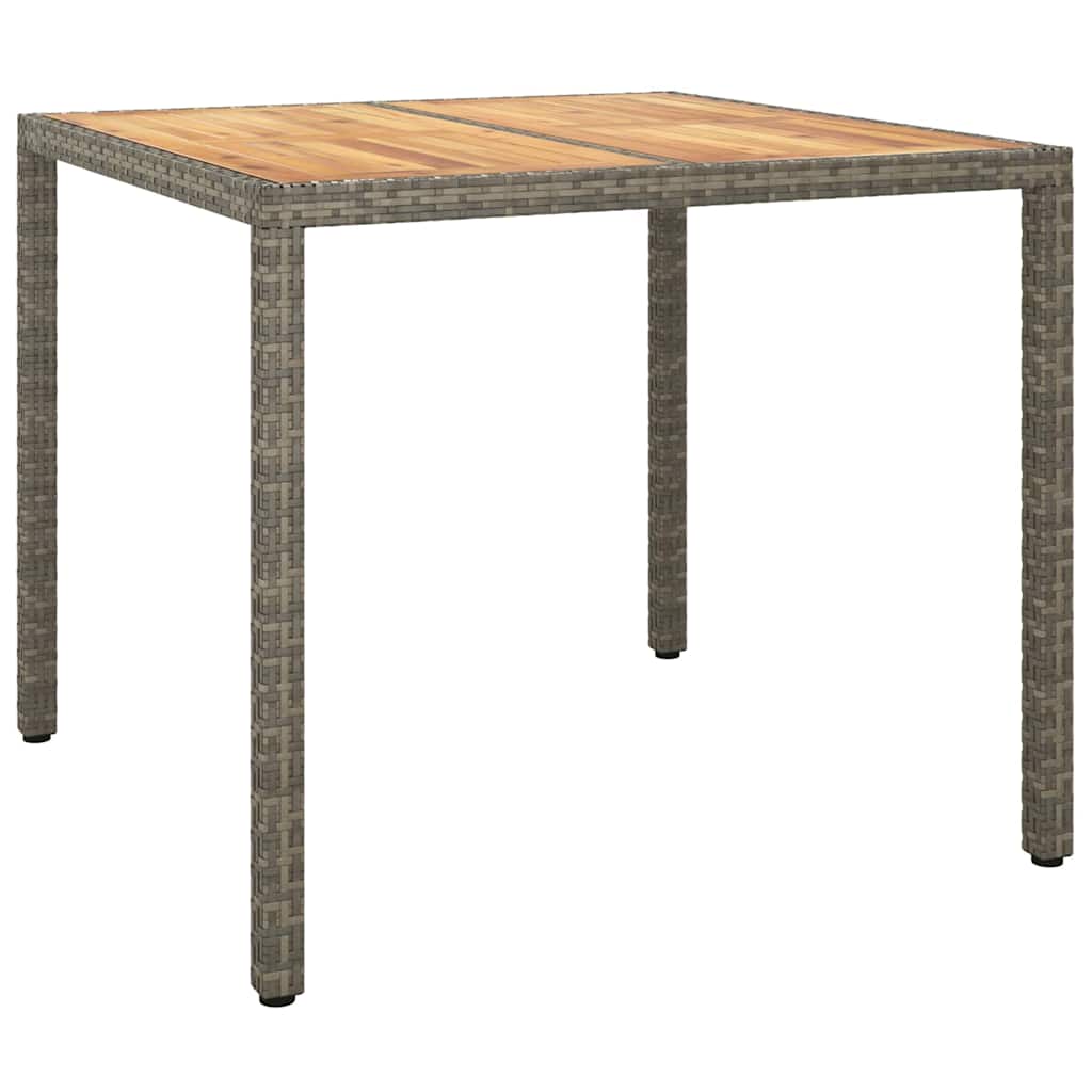Garden Table Grey 90 x 90 x 75 cm Poly Rattan