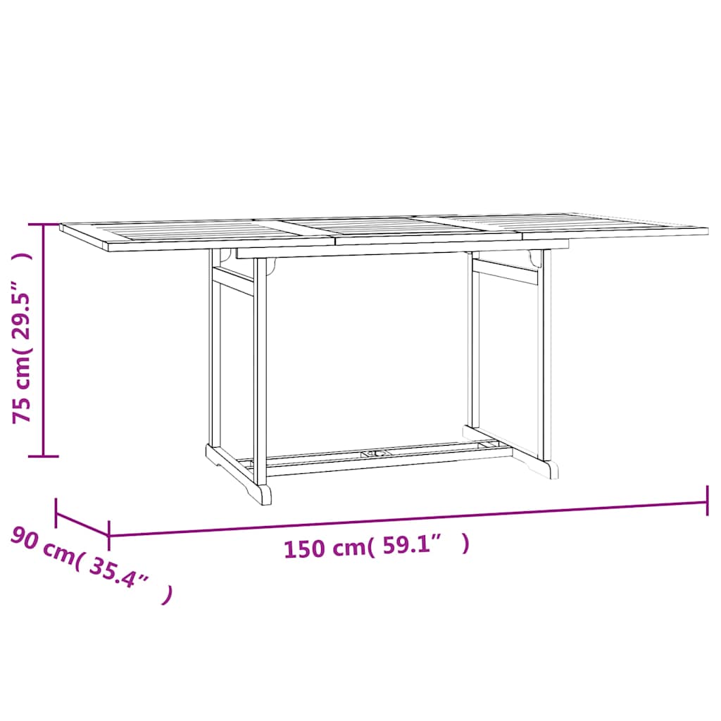 5 Piece Garden Dining Set Solid Wood Teak