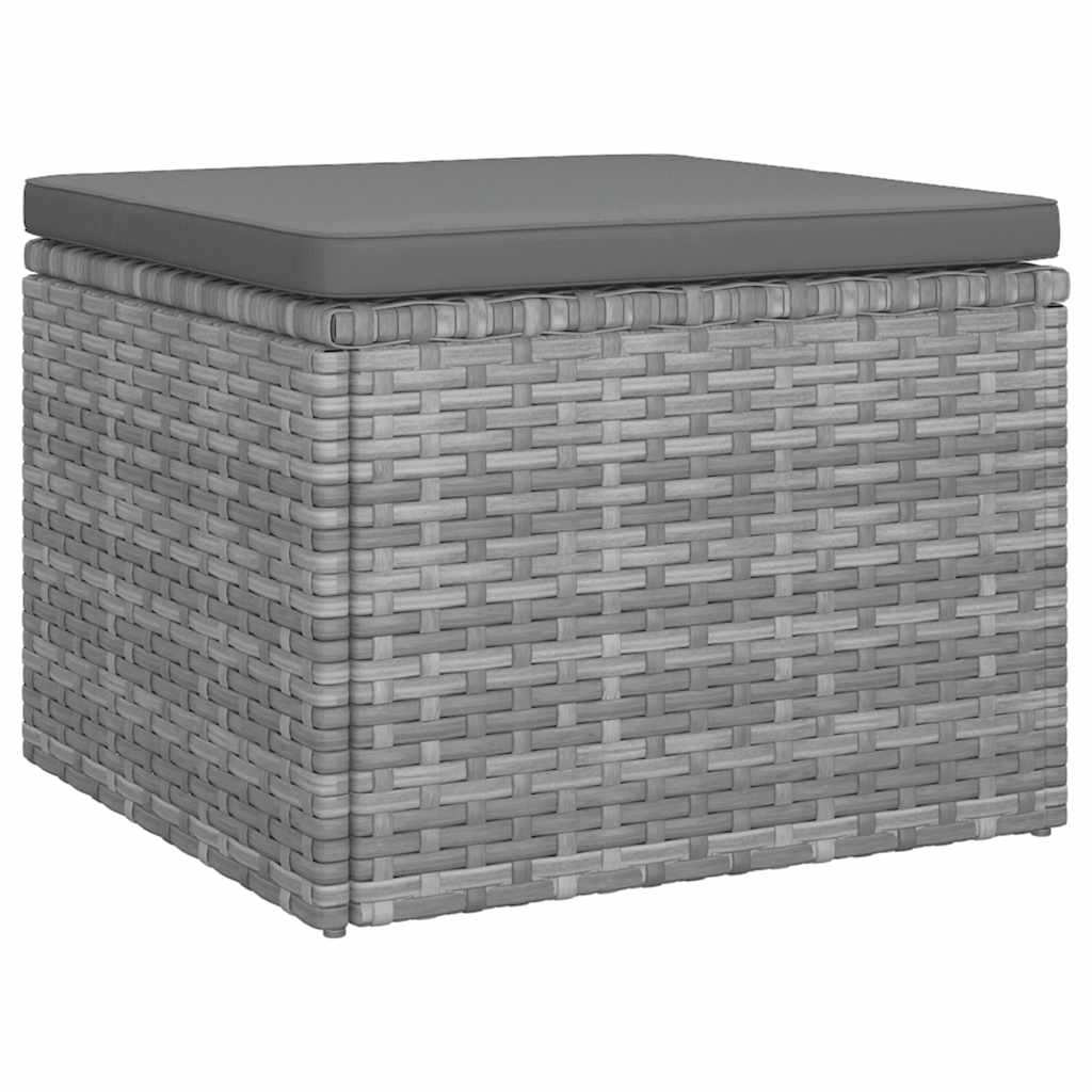 3-Seater Garden Sofa with Roof and Footstool Grey Poly Rattan