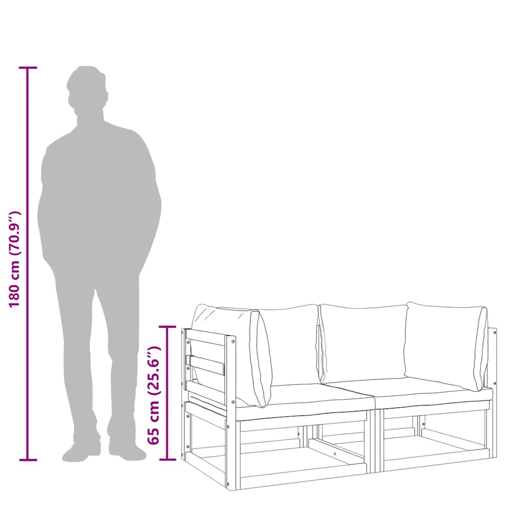 Sectional Corner Sofas 2 pcs with Taupe Cushions Solid Wood Acacia