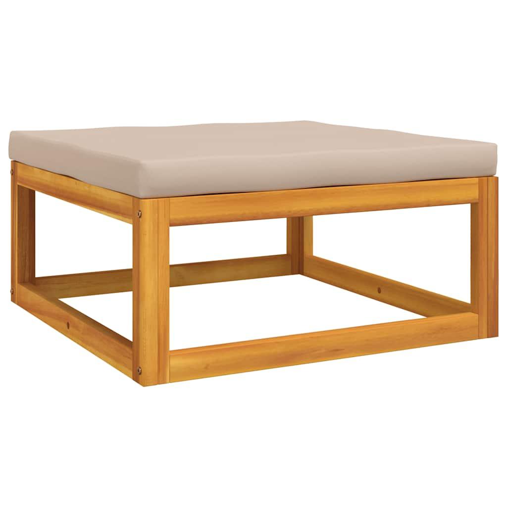 Garden Footrest with Taupe Cushion Solid Wood Acacia