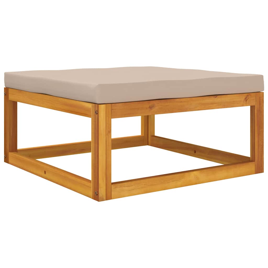 Garden Footrest with Taupe Cushion Solid Wood Acacia