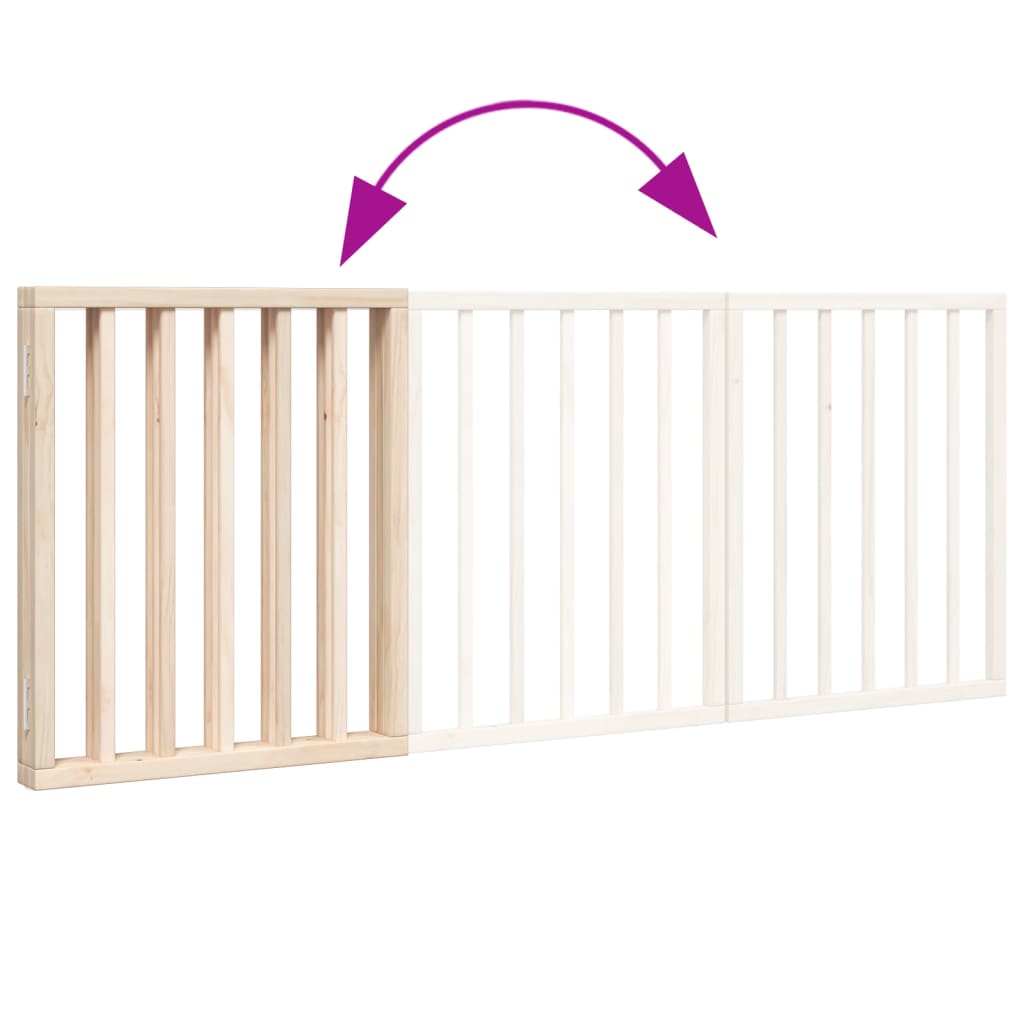 Dog Gate Foldable 3 Panels 150 cm Poplar Wood