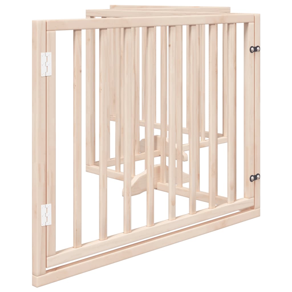Dog Gate with Door Foldable 4 Panels 320 cm Poplar Wood