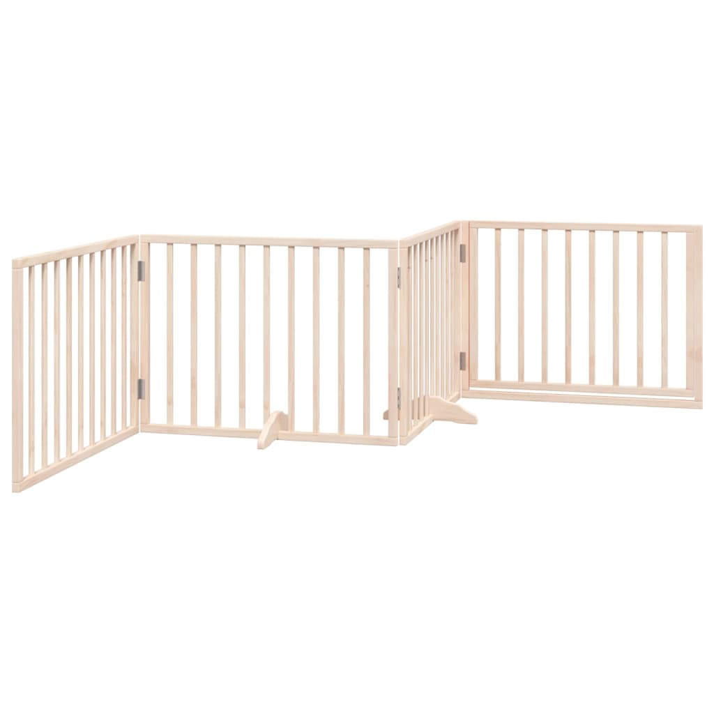 Dog Gate with Door Foldable 4 Panels 320 cm Poplar Wood