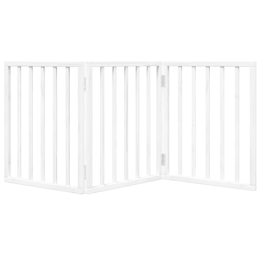 Dog Gate Foldable 3 Panels White 150 cm Poplar Wood