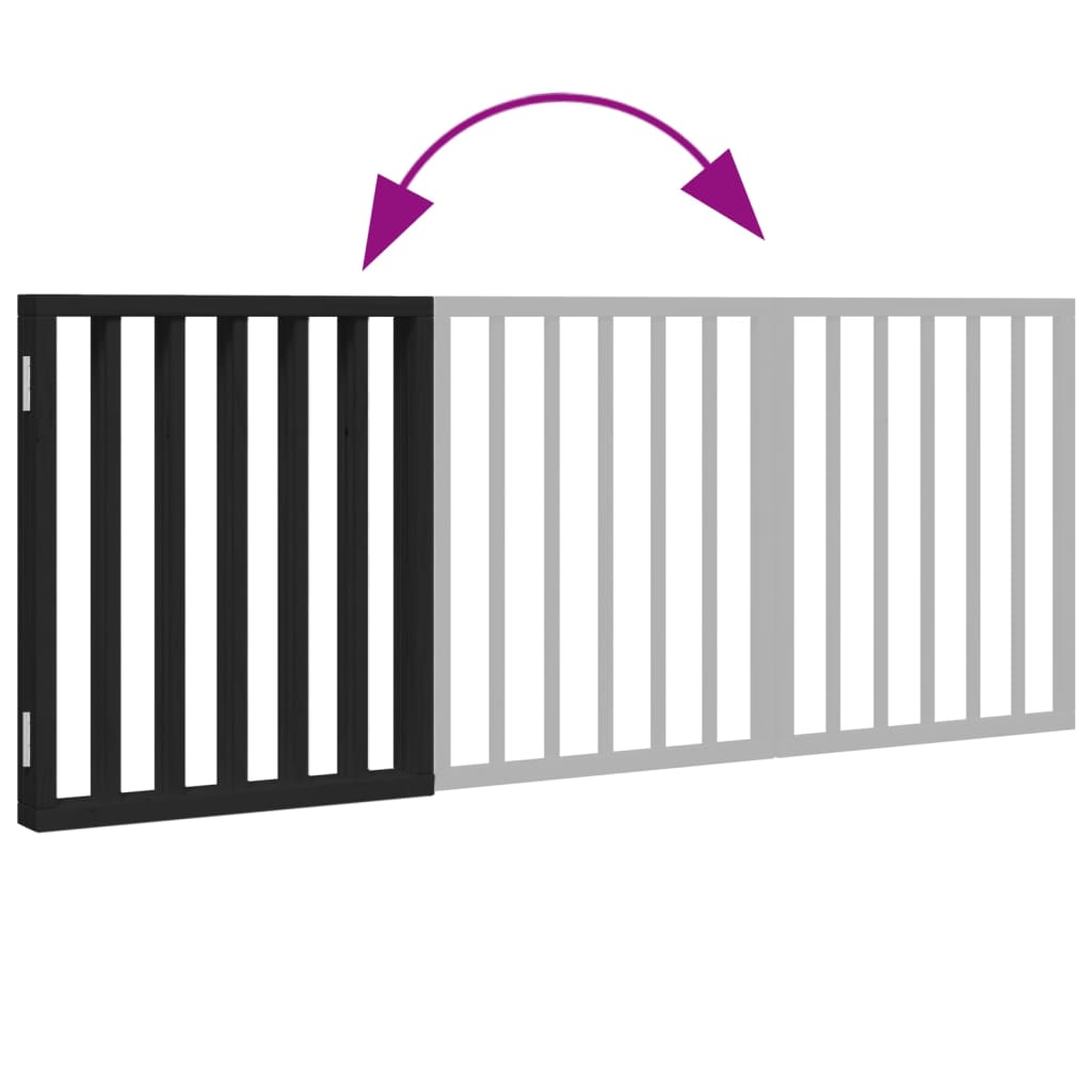 Dog Gate Foldable 3 Panels Black 150 cm Poplar Wood