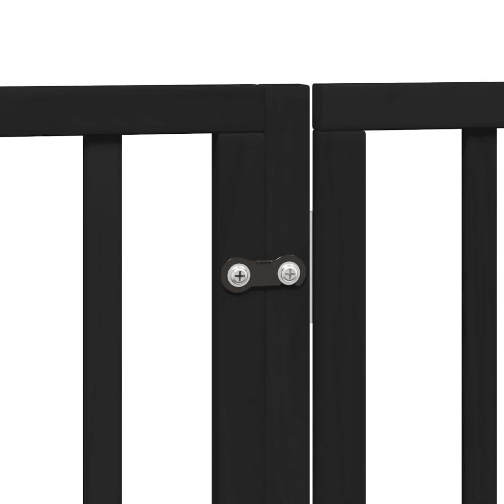 Dog Gate with Door Foldable 4 Panels Black 320 cm Poplar Wood