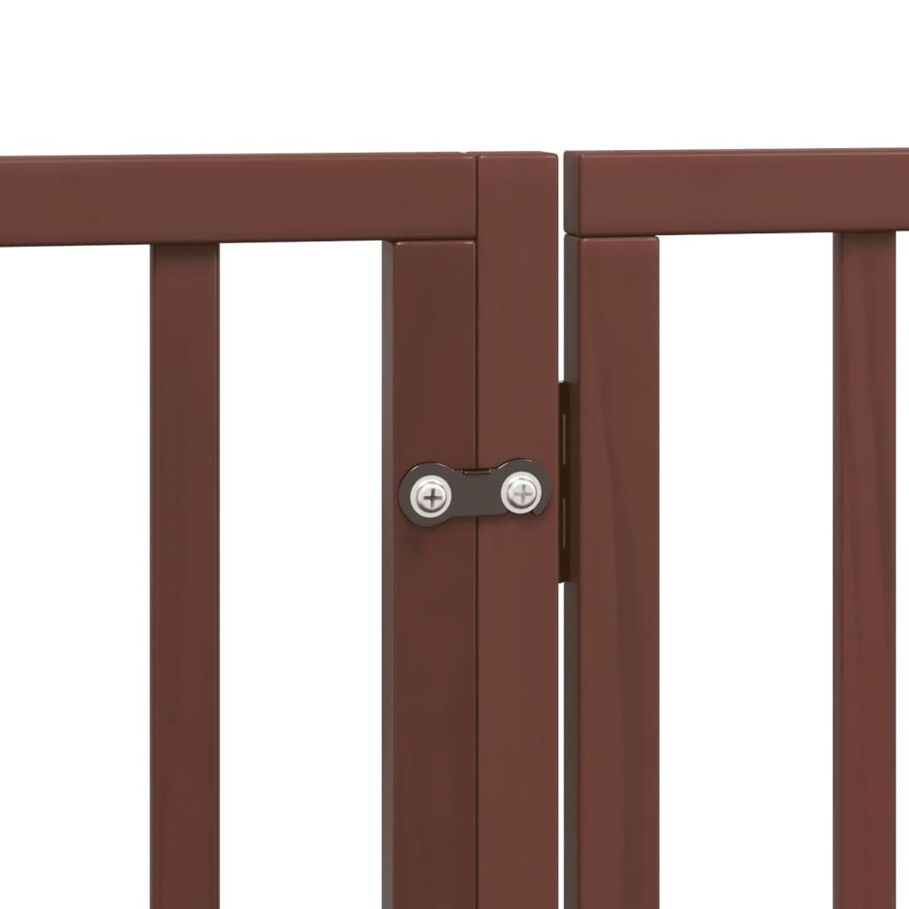 Dog Gate with Door Foldable 4 Panels Brown 320 cm Poplar Wood
