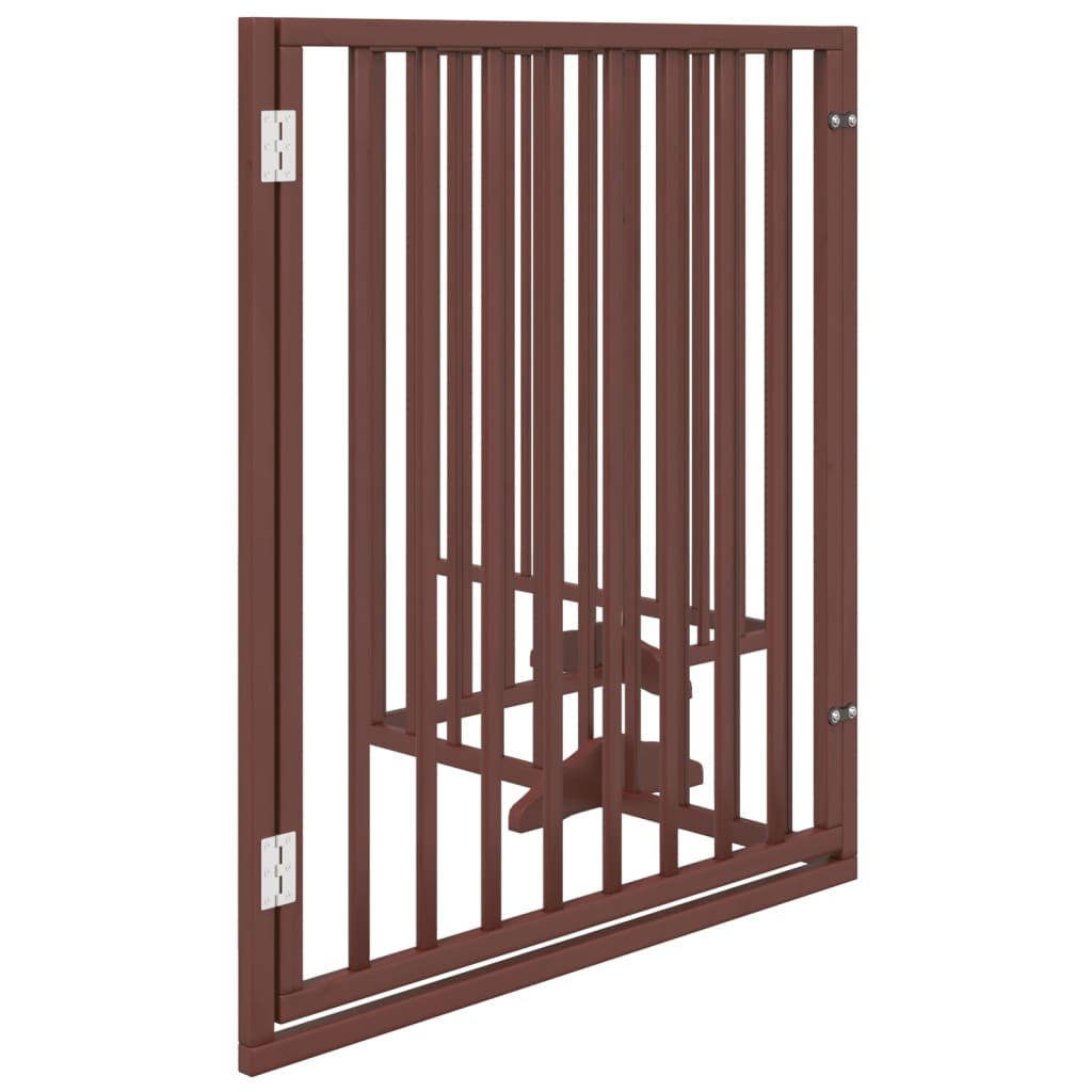 Dog Gate with Door Foldable 4 Panels Brown 320 cm Poplar Wood