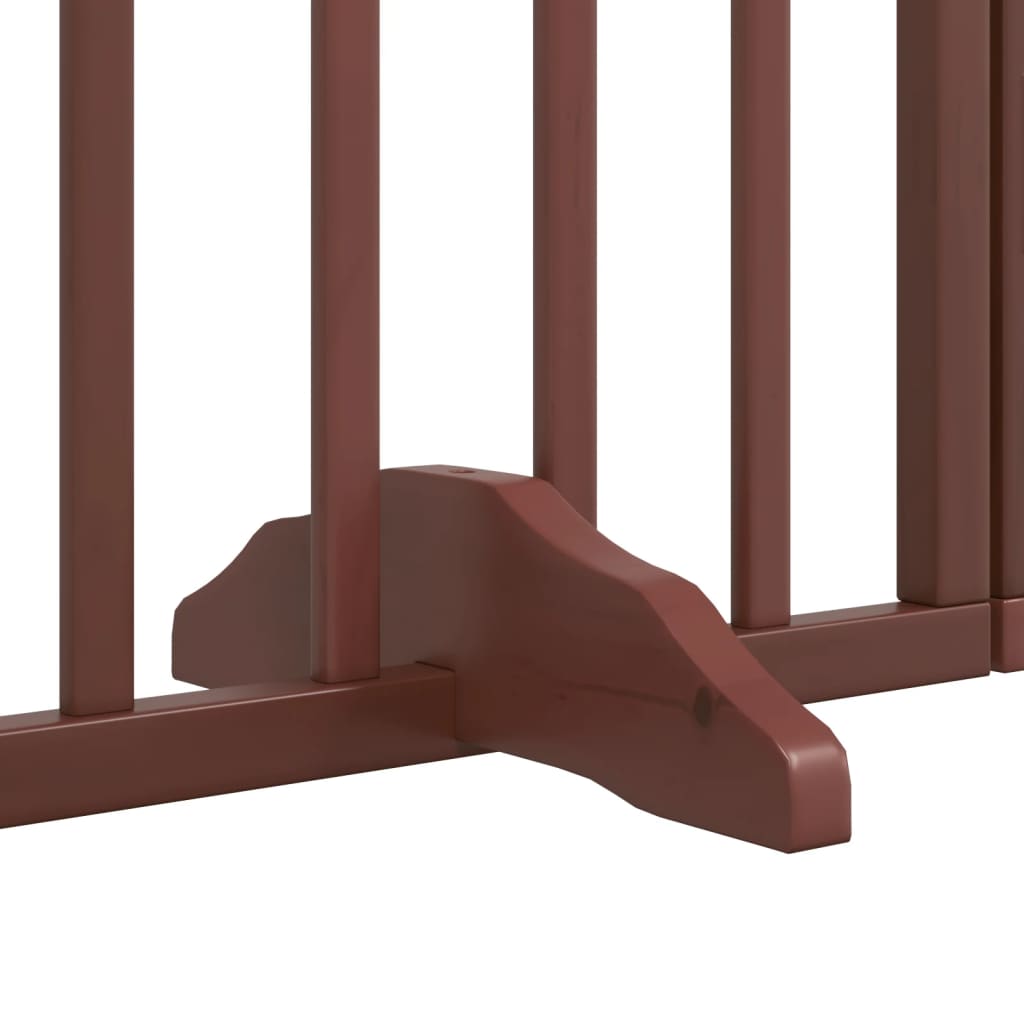 Dog Gate with Door Foldable 4 Panels Brown 320 cm Poplar Wood