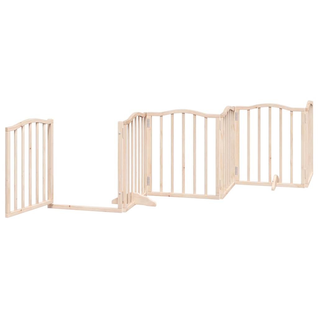 Dog Gate with Door Foldable 6 Panels 300 cm Poplar Wood