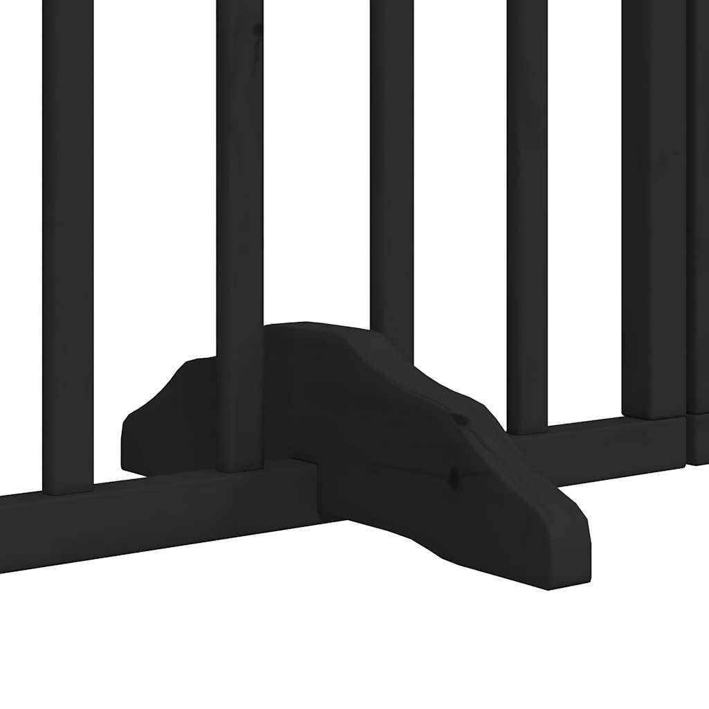 Dog Gate with Door Foldable 6 Panels Black 300 cm Poplar Wood