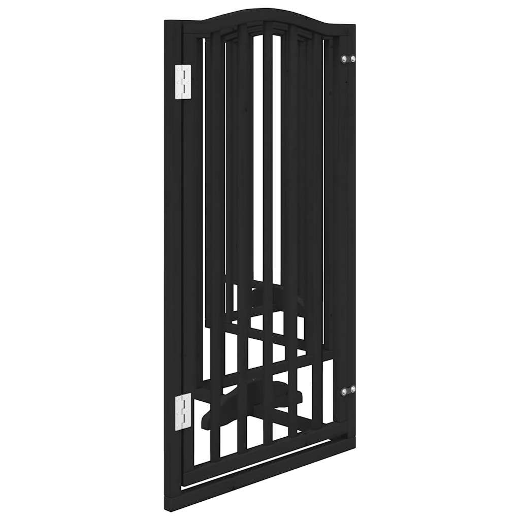 Dog Gate with Door Foldable 6 Panels Black 300 cm Poplar Wood