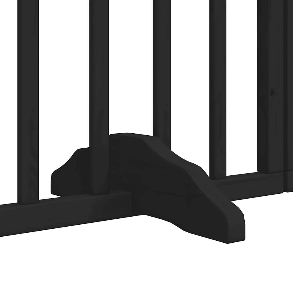 Dog Gate with Door Foldable 6 Panels Black 300 cm Poplar Wood