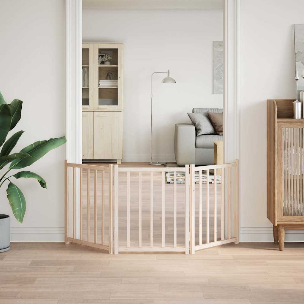 Dog Gate Foldable 3 Panels 150 cm Solid Wood Fir