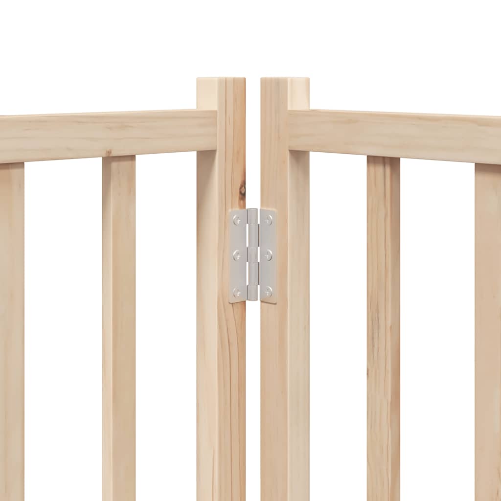 Dog Gate with Door Foldable 4 Panels 320 cm Solid Wood Fir