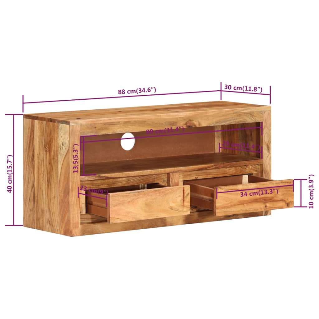 TV Cabinets 2 pcs 88x30x40 cm Solid Wood Acacia