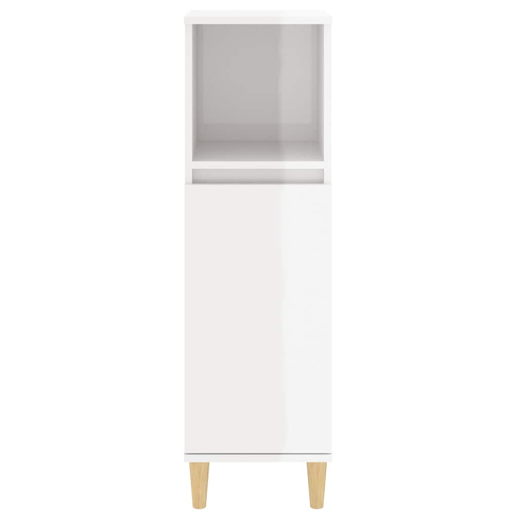 Bathroom Cabinet High Gloss White 30x30x100 cm Engineered Wood