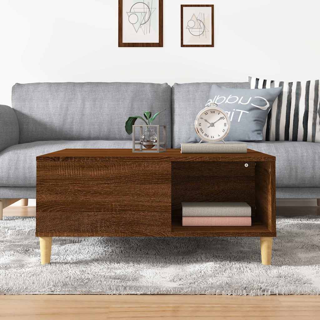 Coffee Table Brown Oak 80x80x36.5 cm Engineered Wood