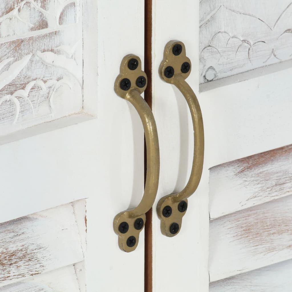 Sideboard White 55x30x90 cm Solid Wood Acacia