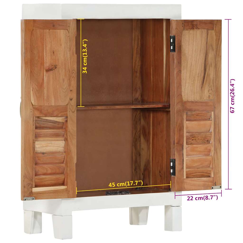 Sideboard White 55x30x90 cm Solid Wood Acacia