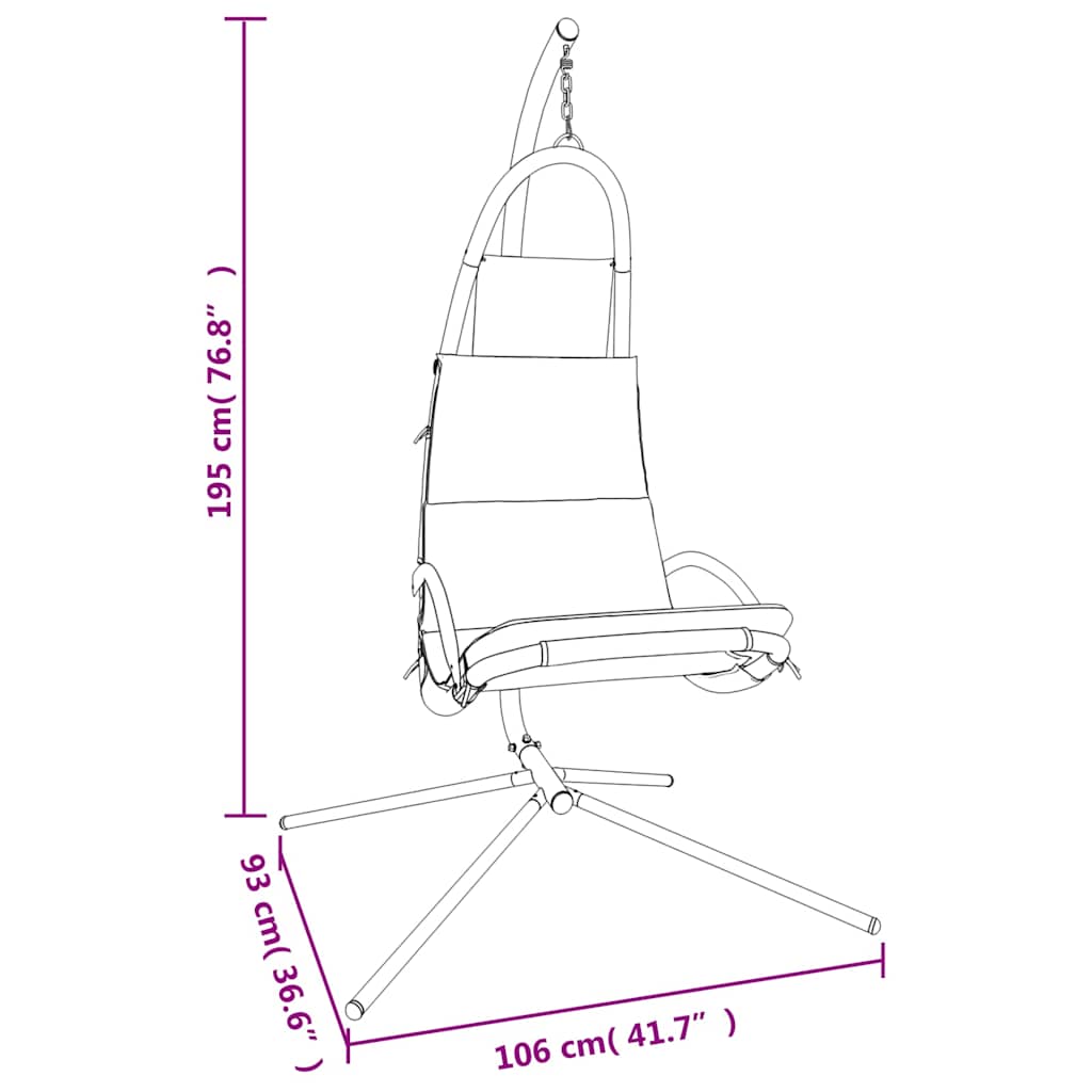 Garden Swing Chair with Cushion Black Oxford Fabric and Steel