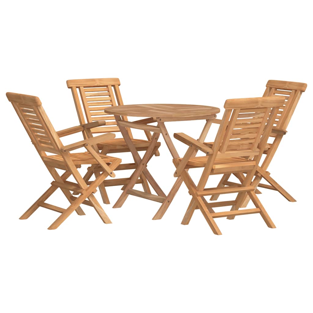 5 Piece Garden Dining Set Solid Wood Teak