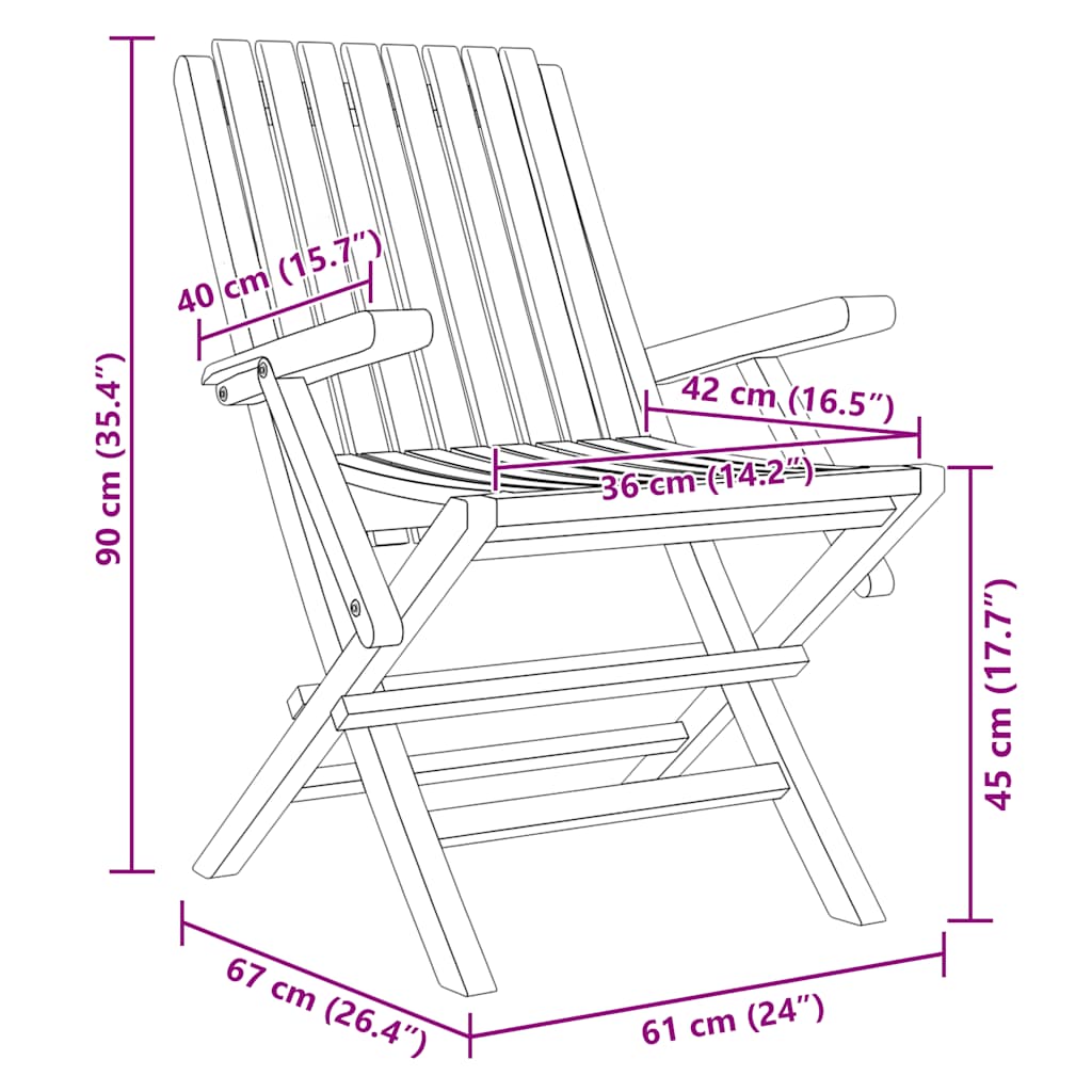 Folding Chairs 8 pcs 61x67x90 cm Solid Wood Teak