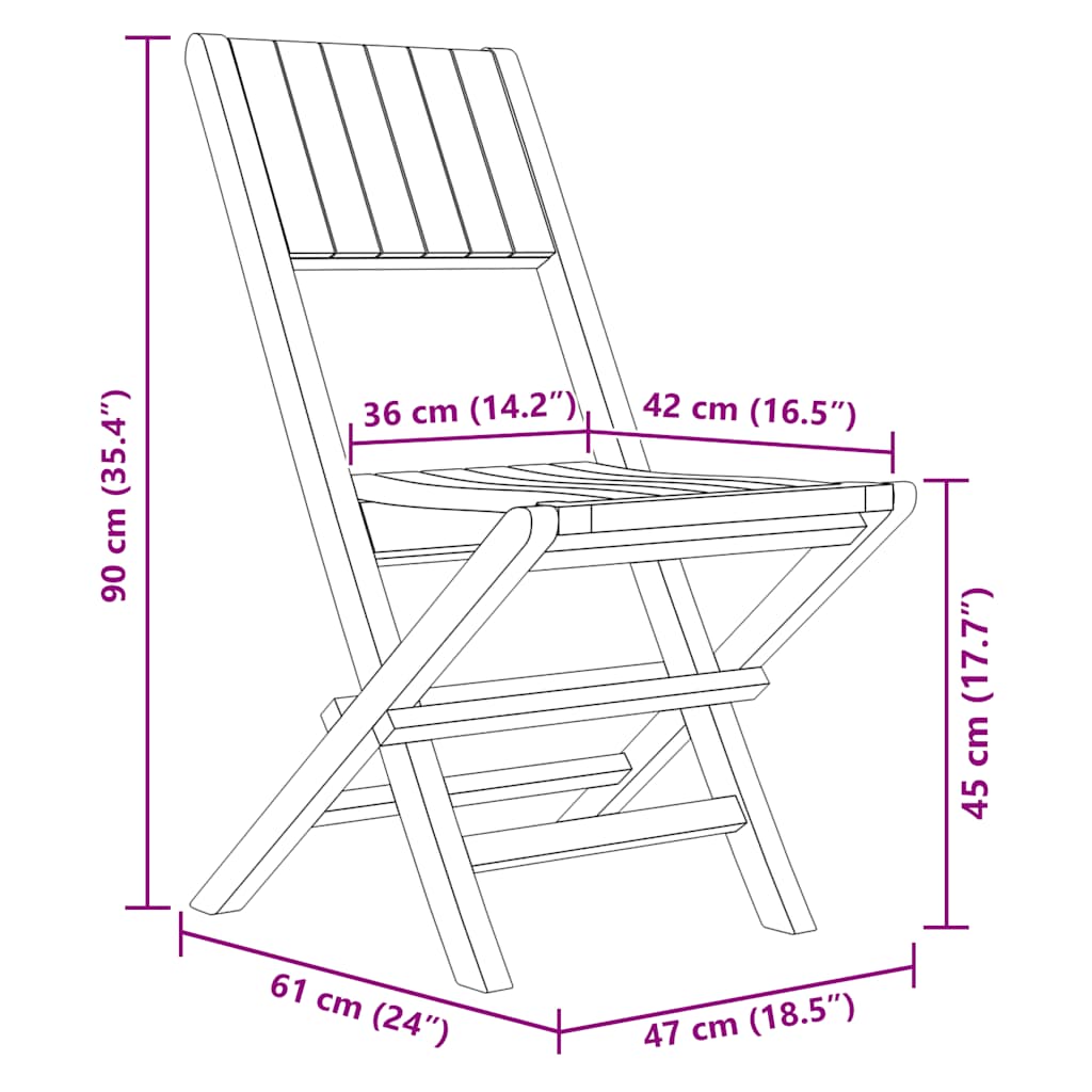 Folding Garden Chairs 4 pcs 47x61x90 cm Solid Wood Teak