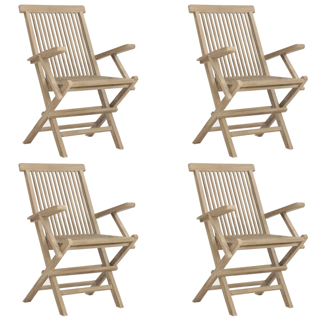 Folding Garden Chairs 4 pcs Grey 56x61x89 cm Solid Wood Teak