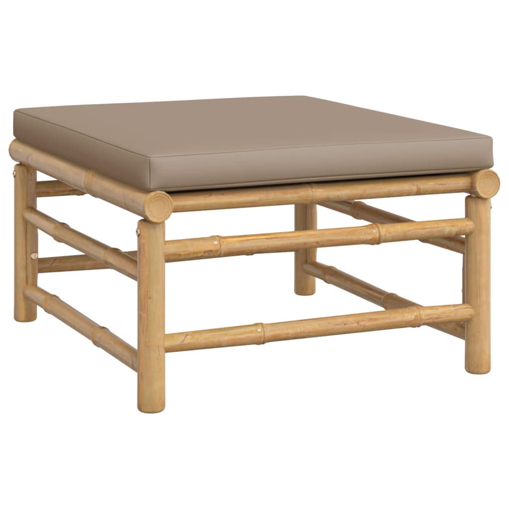 5 Piece Garden Lounge Set with Taupe Cushions Bamboo