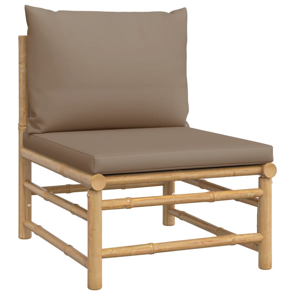 6 Piece Garden Lounge Set with Taupe Cushions Bamboo