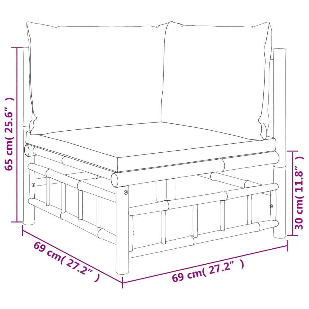 7 Piece Garden Lounge Set with Dark Grey Cushions Bamboo