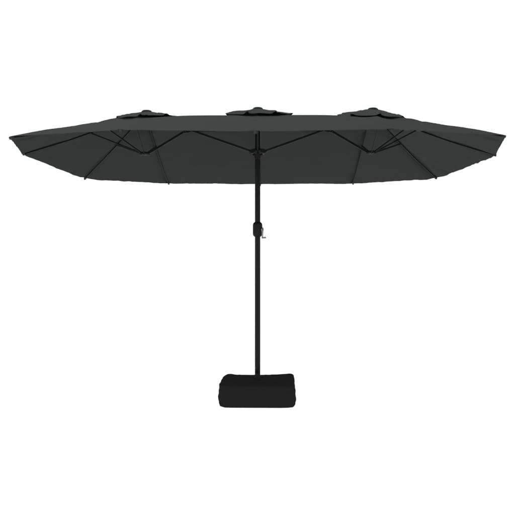 Double-Head Garden Parasol with LEDs Anthracite 449x265 cm