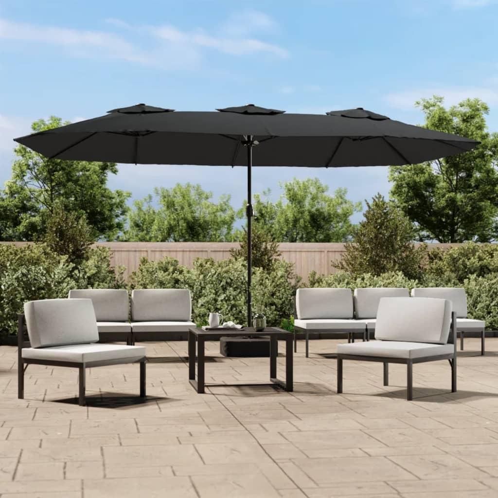 Double-Head Garden Parasol with LEDs Anthracite 449x265 cm