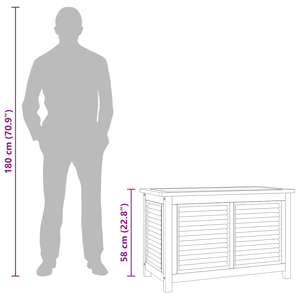 Garden Storage Box with Bag 90x50x58 cm Solid Wood Teak