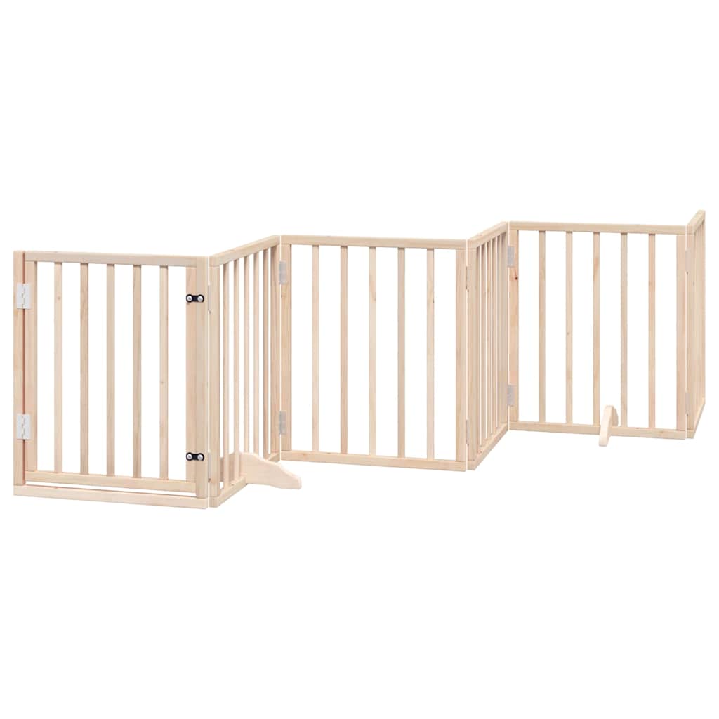 Dog Gate with Door Foldable 15 Panels 750 cm Poplar Wood