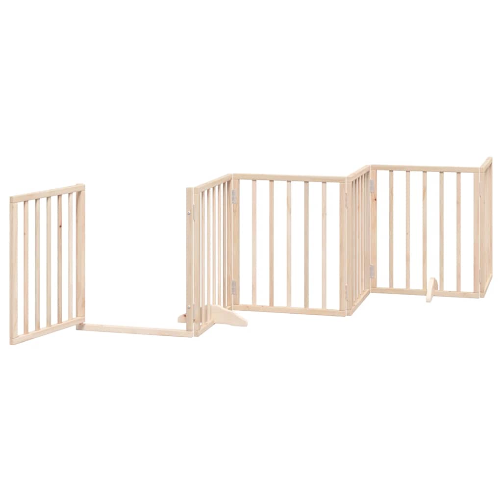 Dog Gate with Door Foldable 15 Panels 750 cm Poplar Wood