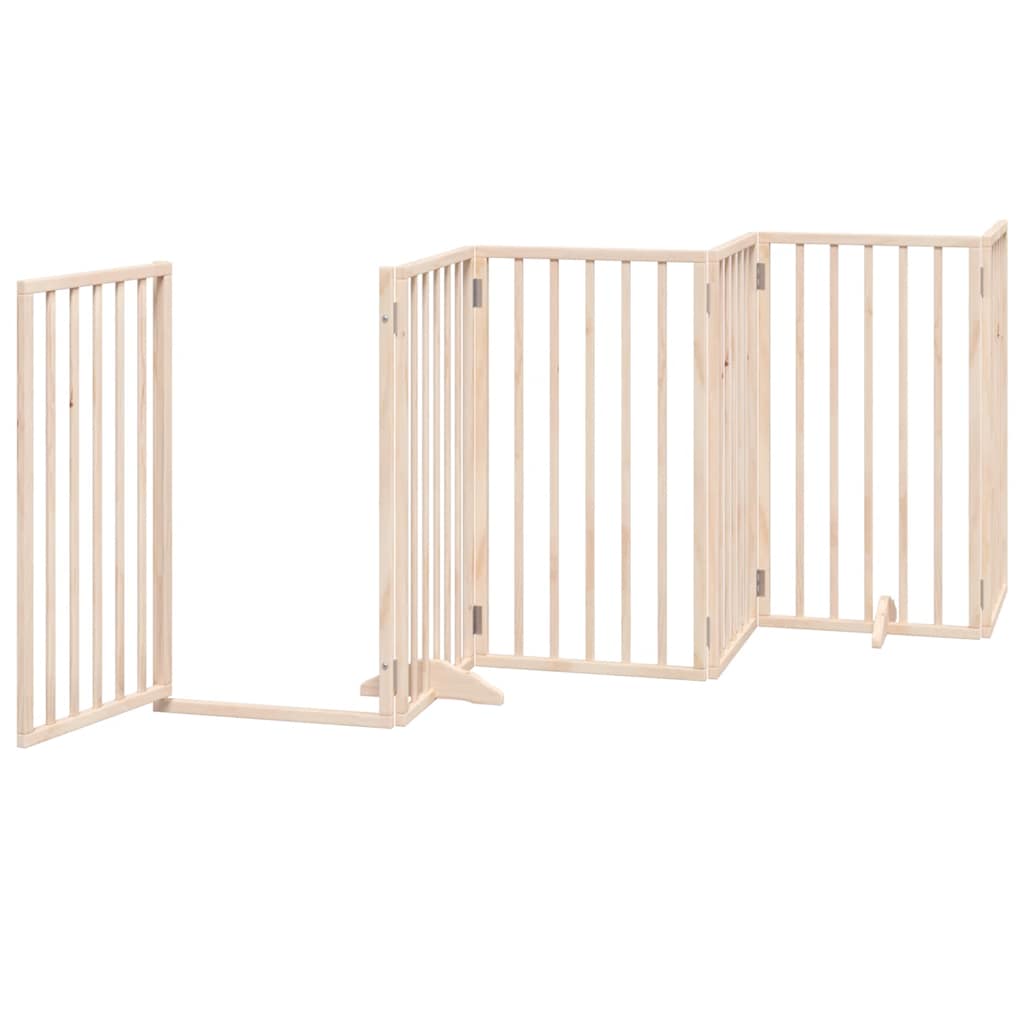 Dog Gate with Door Foldable 12 Panels 600 cm Poplar Wood