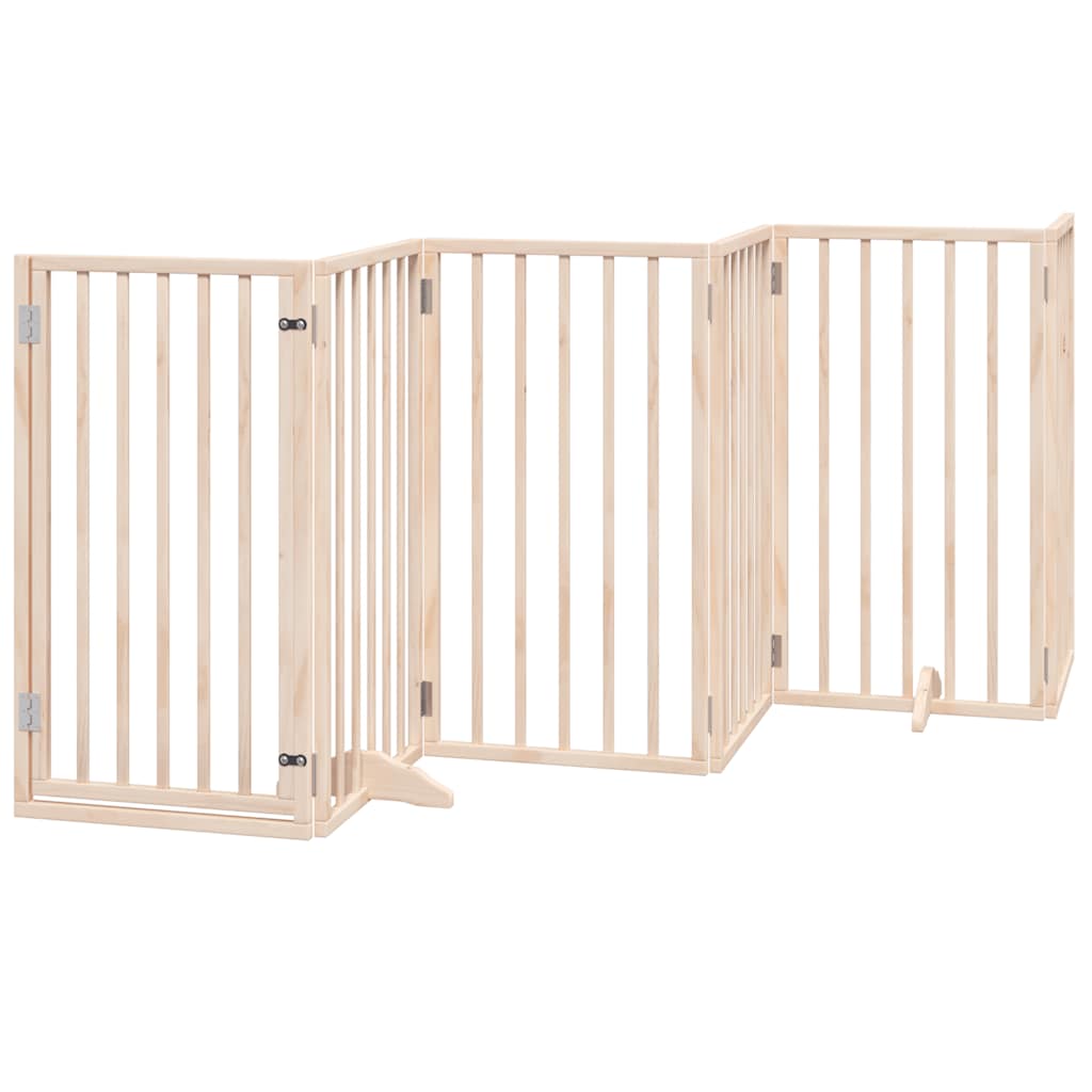 Dog Gate with Door Foldable 15 Panels 750 cm Poplar Wood