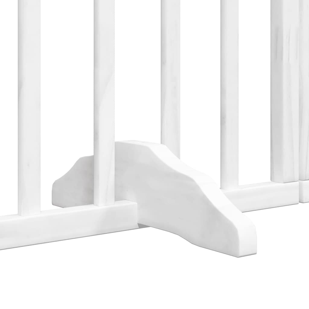 Dog Gate with Door Foldable 9 Panels White 450 cm Poplar Wood