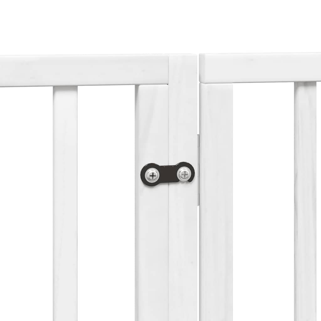 Dog Gate with Door Foldable 9 Panels White 450 cm Poplar Wood