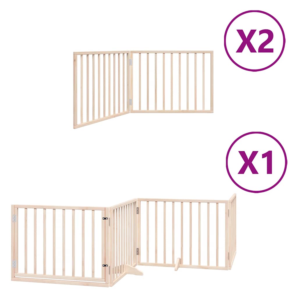 Dog Gate with Door Foldable 8 Panels 640 cm Poplar Wood