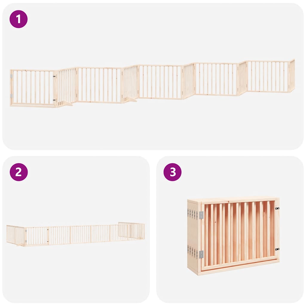 Dog Gate with Door Foldable 10 Panels 800 cm Poplar Wood