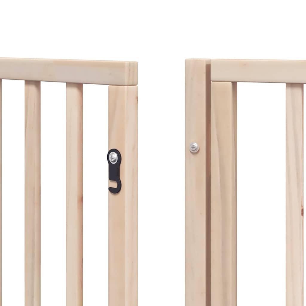 Dog Gate with Door Foldable 8 Panels 640 cm Poplar Wood