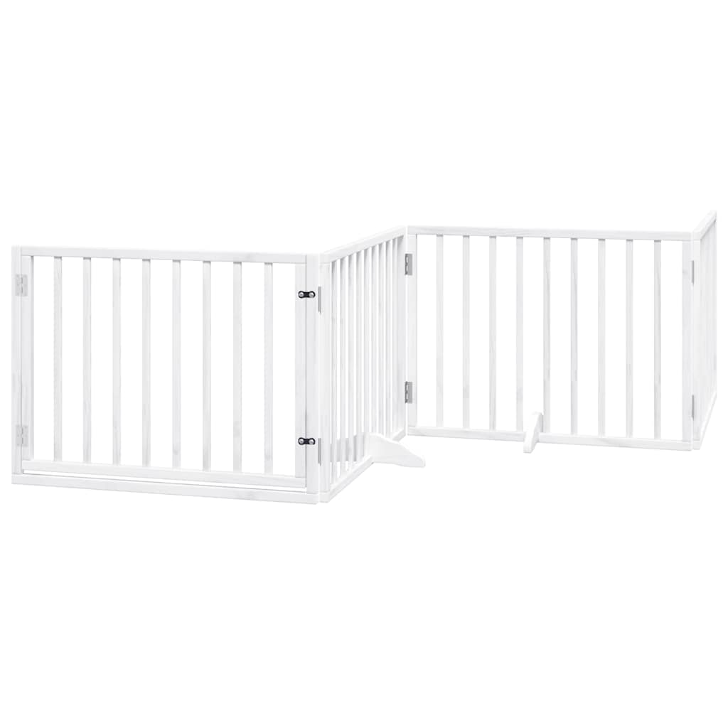 Dog Gate with Door Foldable 12 Panels White 960 cm Poplar Wood