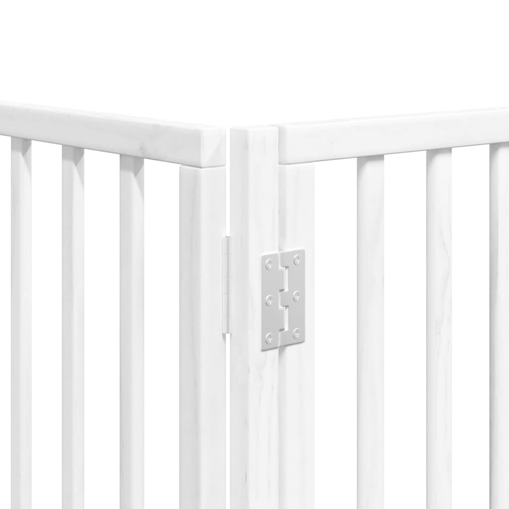 Dog Gate with Door Foldable 8 Panels White 640 cm Poplar Wood